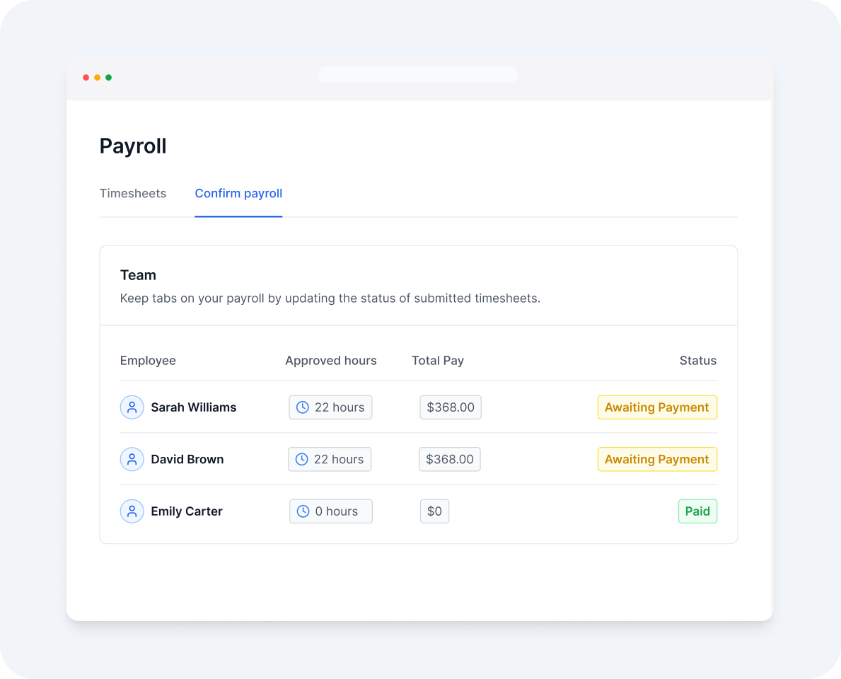 Kabox scheduling page